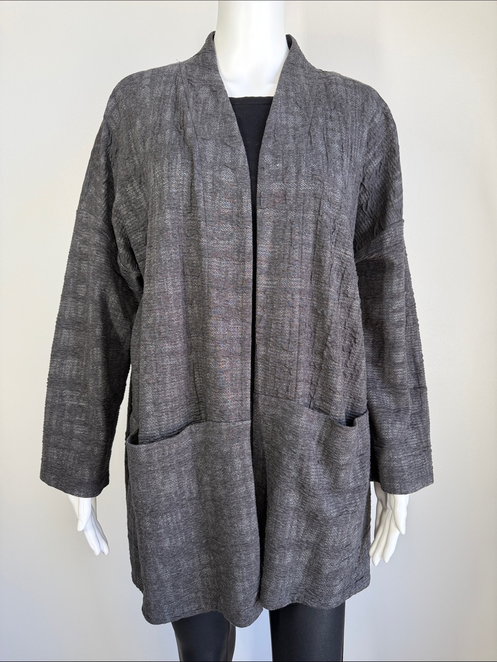 Eileen Fisher Open Front Textured Jacket – Size L